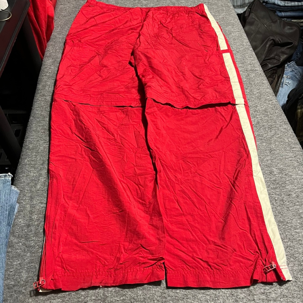 Vintage Gap Red Nylon Track Pants Mens XL Side Stripe Windbreaker Lined Joggers